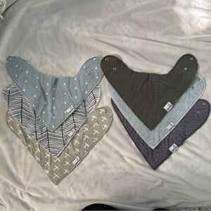 Copper Pearl Bandana Bibs  - Gray and Blue Tones